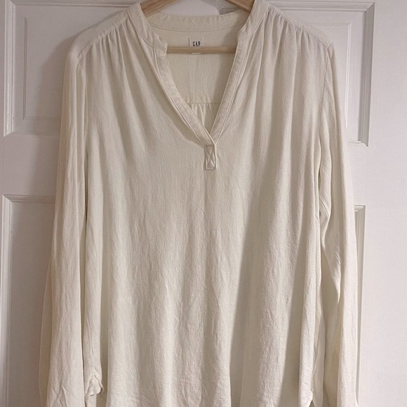 Gap Off White Linen Cotton Popover Shirt Medium - Picture 1 of 6
